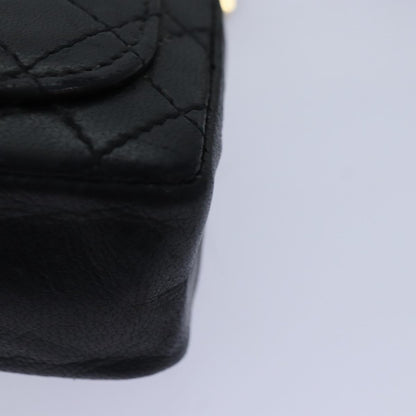 CHANEL Mini Mini Matelasse Chain Pouch Lamb Skin Black Gold CC 89068A
