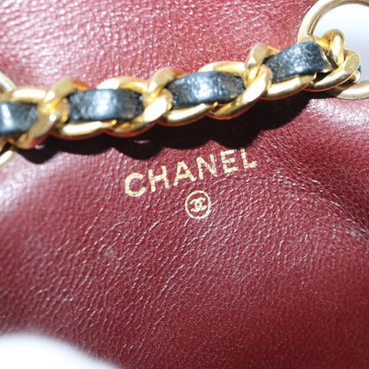 CHANEL Mini Mini Matelasse Chain Pouch Lamb Skin Black Gold CC 89068A