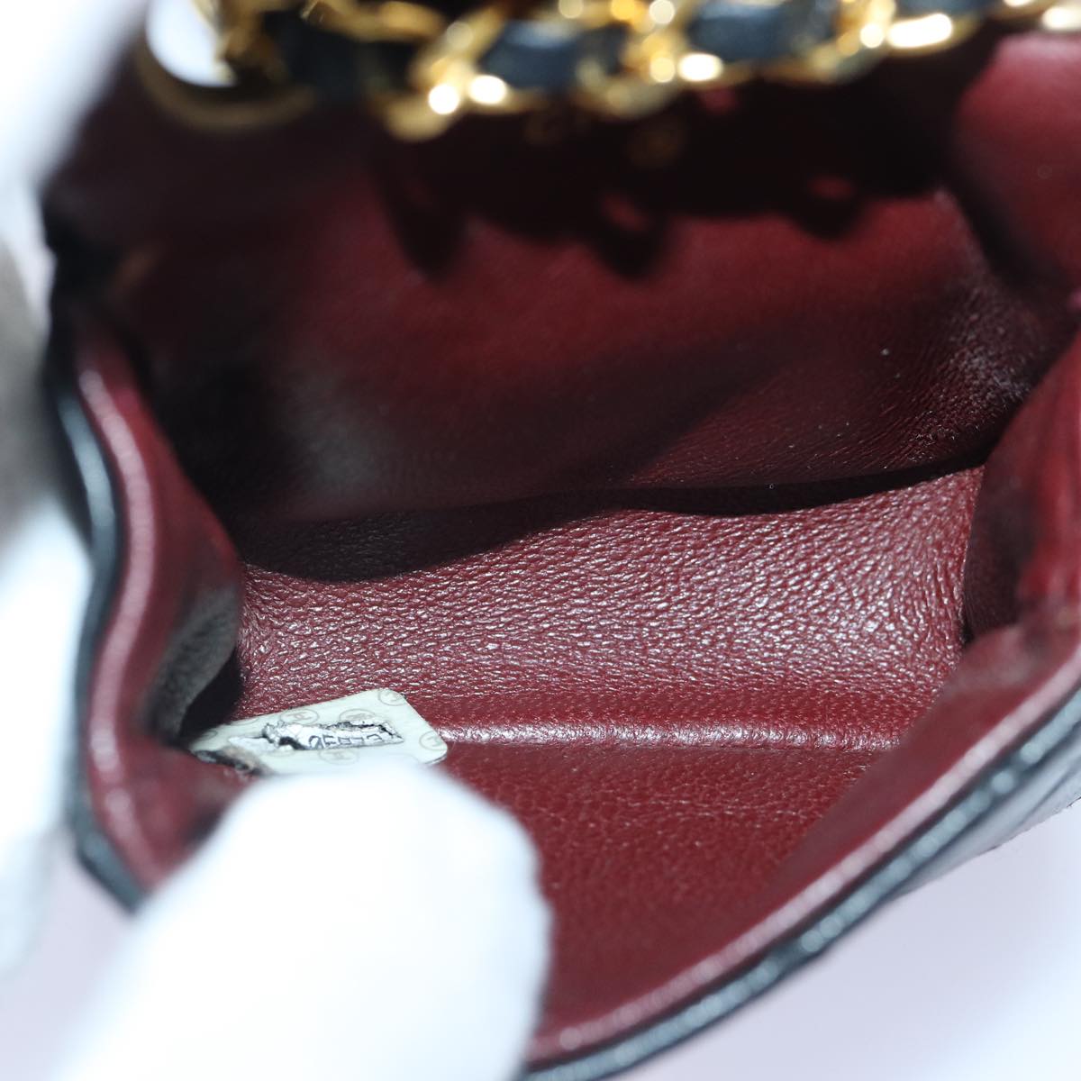 CHANEL Mini Mini Matelasse Chain Pouch Lamb Skin Black Gold CC 89068A