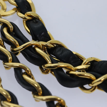 CHANEL Mini Mini Matelasse Chain Pouch Lamb Skin Black Gold CC 89068A