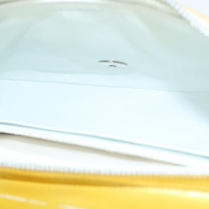 CHANEL Matelasse Backpack Patent leather Yellow Silver CC 89374