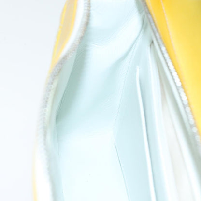 CHANEL Matelasse Backpack Patent leather Yellow Silver CC 89374
