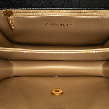 Black Chanel Quilted Lambskin Octagonal Buckle Crossbody