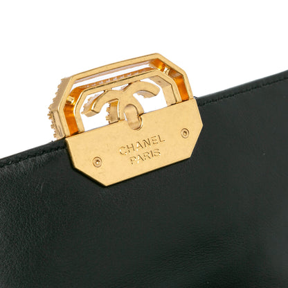Black Chanel Quilted Lambskin Octagonal Buckle Crossbody
