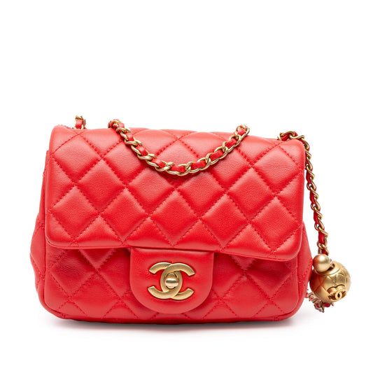 Chanel Sac Mini Square Classic Lambskin Pearl Crush Flap
