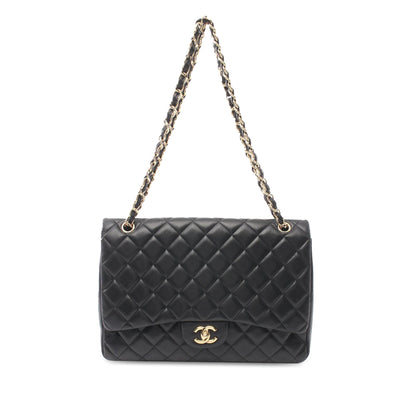 Black Chanel Maxi Classic Lambskin Single Flap Shoulder Bag