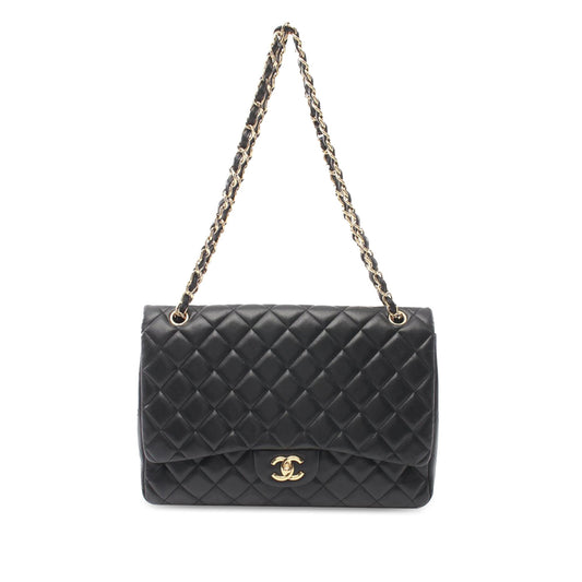 Black Chanel Maxi Classic Lambskin Single Flap Shoulder Bag