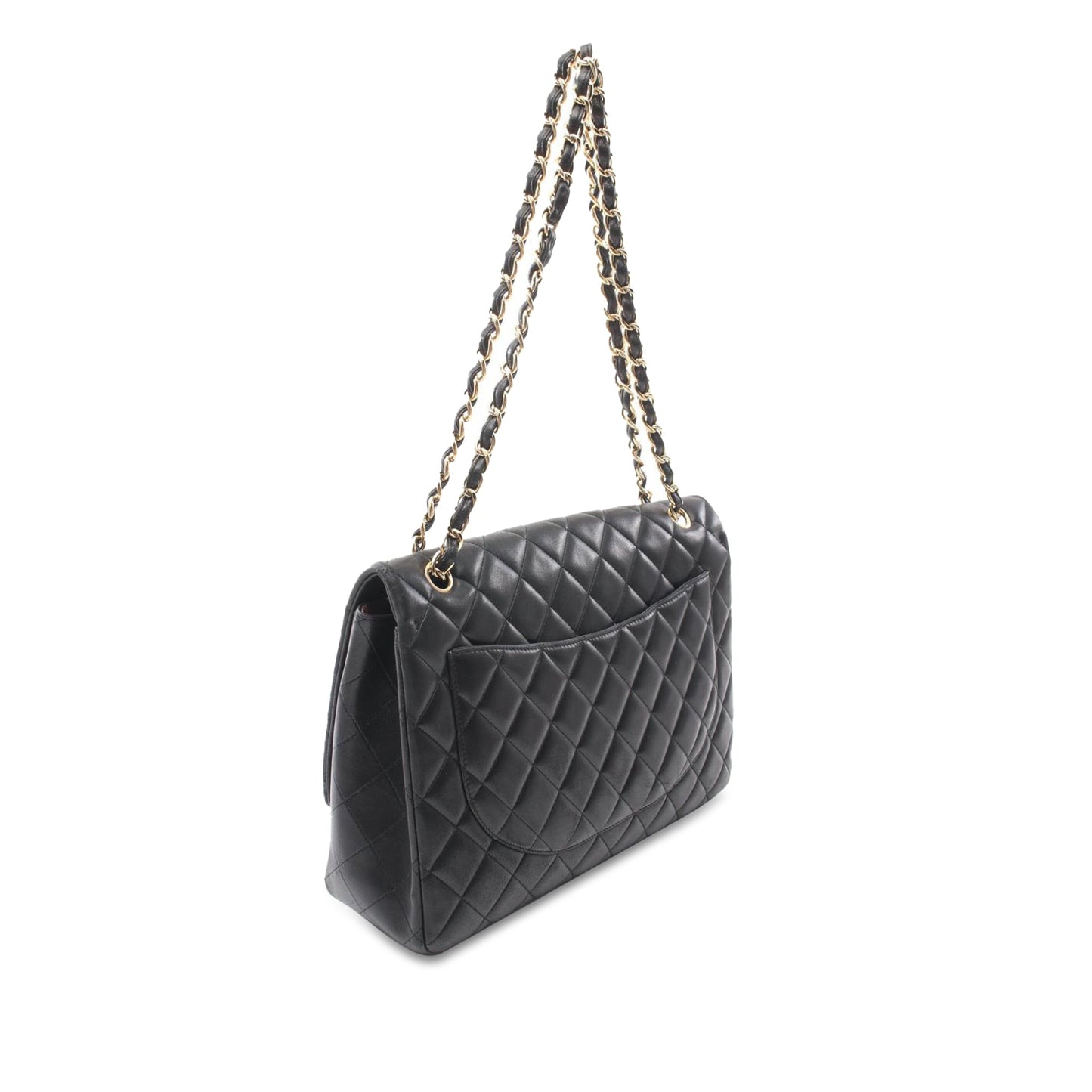Black Chanel Maxi Classic Lambskin Single Flap Shoulder Bag
