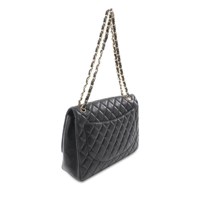 Black Chanel Maxi Classic Lambskin Single Flap Shoulder Bag