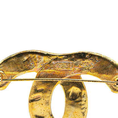 Gold Chanel Gold Plated CC Brooch