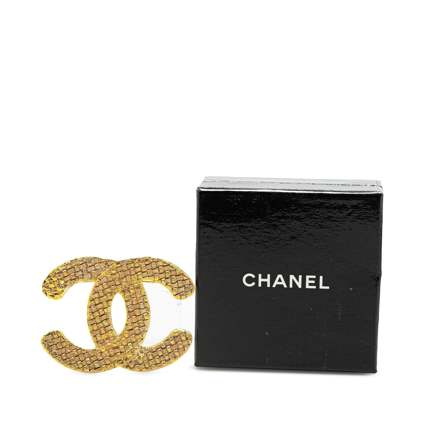 Gold Chanel Gold Plated CC Brooch