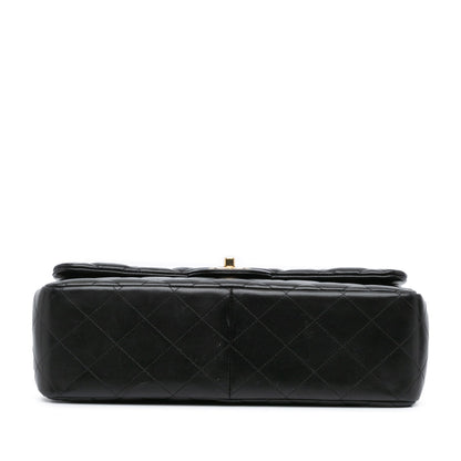 Black Chanel Jumbo Classic Lambskin Double Flap Shoulder Bag