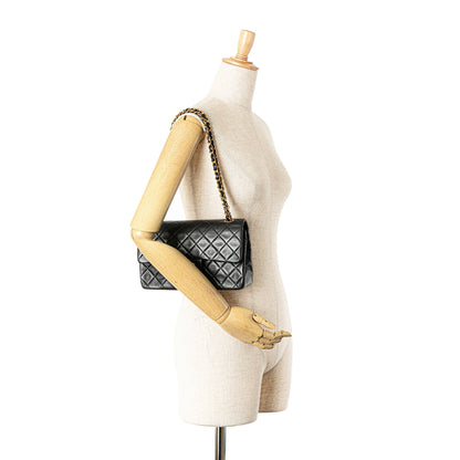 Black Chanel Small Classic Lambskin Double Flap Shoulder Bag