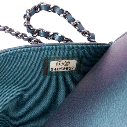 Blue Chanel CC Quilted Metallic Lambskin Wallet On Chain Crossbody Bag