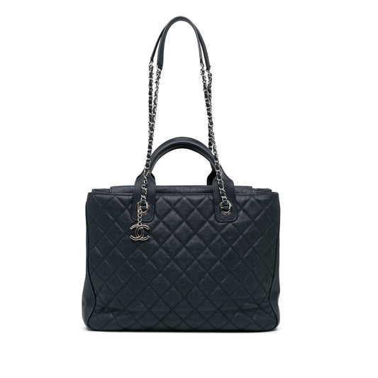Blue Chanel Large Quilted Caviar Urban Companion Tote Satchel