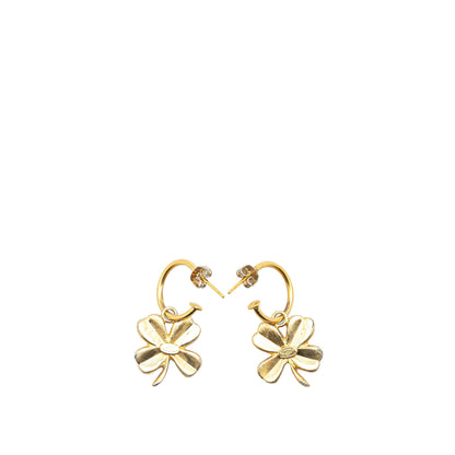 Gold Chanel Gold Plated Clover Hoop Push Back Earrings
