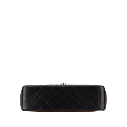 Black Chanel Maxi XL Classic Lambskin Single Flap Shoulder Bag