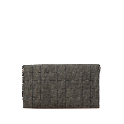 Gray Chanel Denim Choco Bar Chain Flap Shoulder Bag
