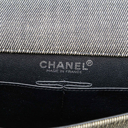 Gray Chanel Denim Choco Bar Chain Flap Shoulder Bag
