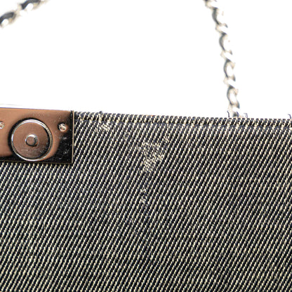 Gray Chanel Denim Choco Bar Chain Flap Shoulder Bag