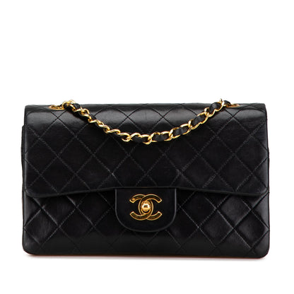 Black Chanel Small Classic Lambskin Double Flap Shoulder Bag