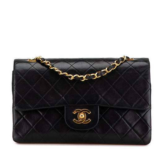 Black Chanel Small Classic Lambskin Double Flap Shoulder Bag