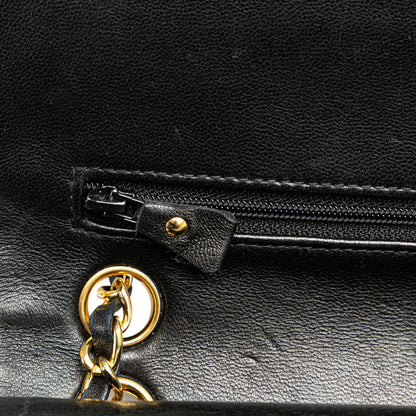 Black Chanel Small Classic Lambskin Double Flap Shoulder Bag