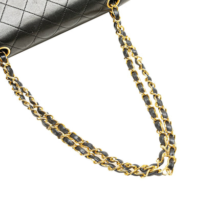 Black Chanel Small Classic Lambskin Double Flap Shoulder Bag