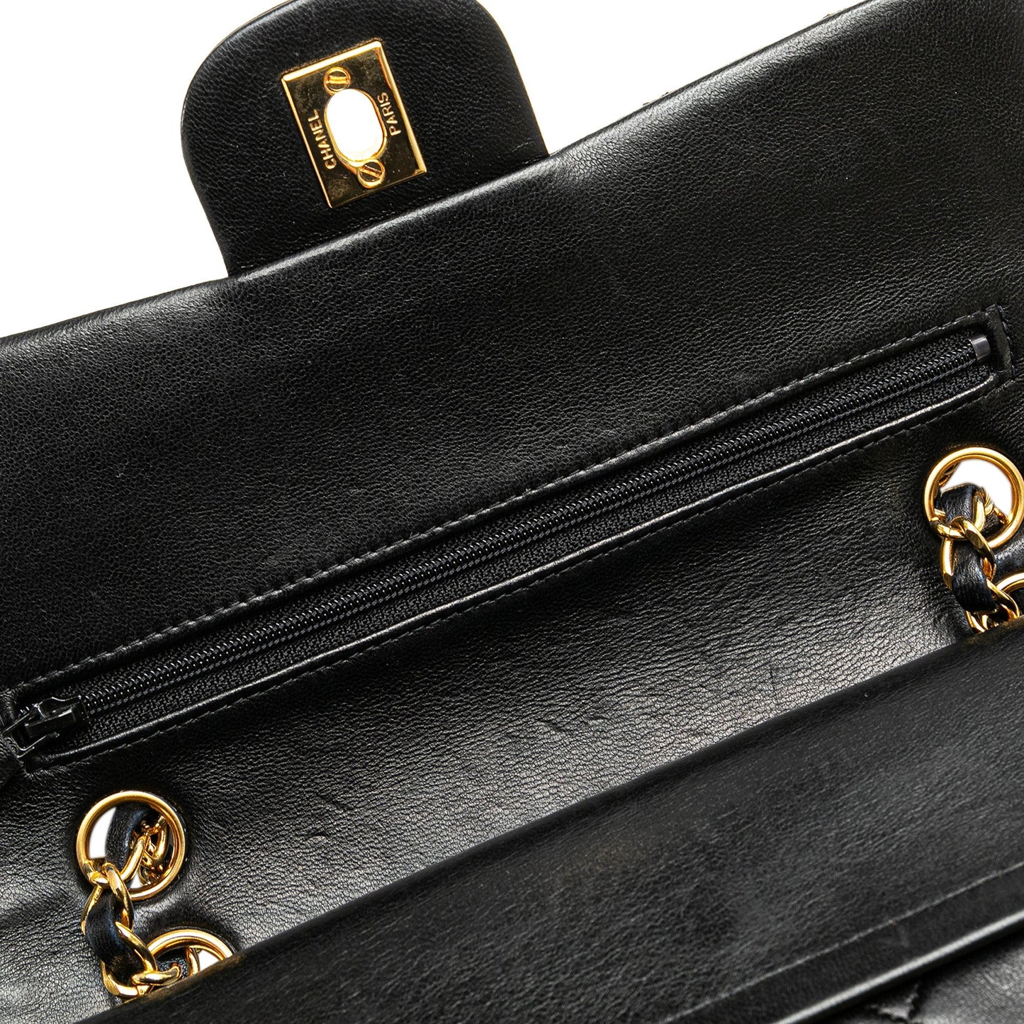 Black Chanel Small Classic Lambskin Double Flap Shoulder Bag