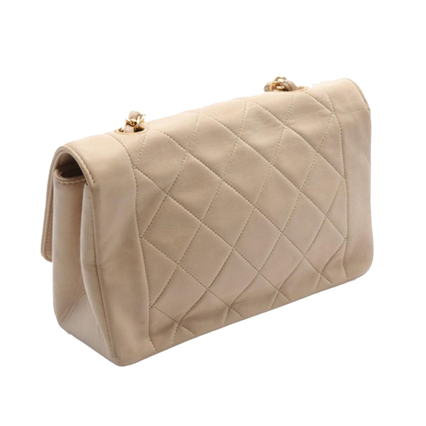 Beige Chanel Medium Lambskin Diana Flap Crossbody Bag