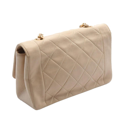 Beige Chanel Medium Lambskin Diana Flap Crossbody Bag