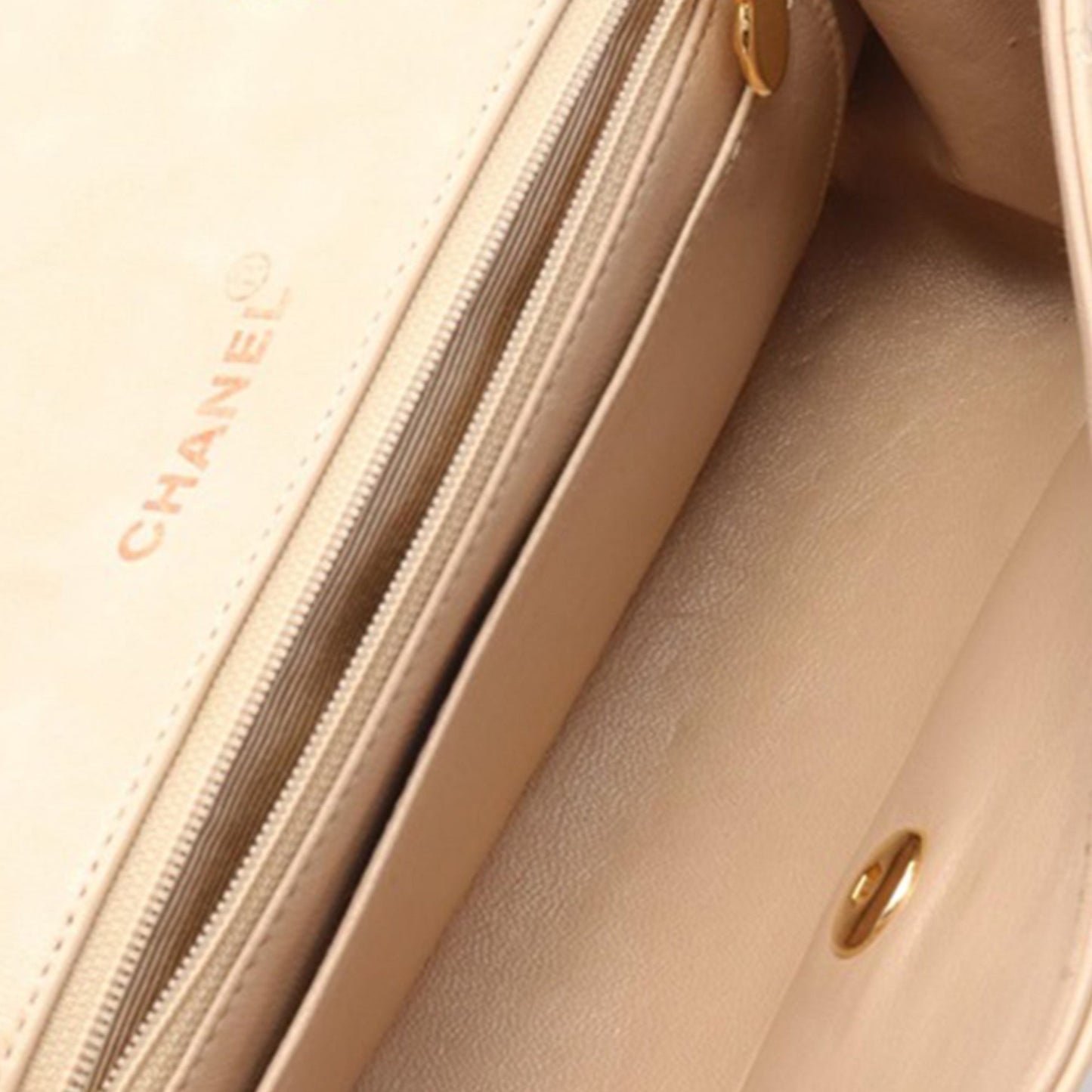 Beige Chanel Medium Lambskin Diana Flap Crossbody Bag