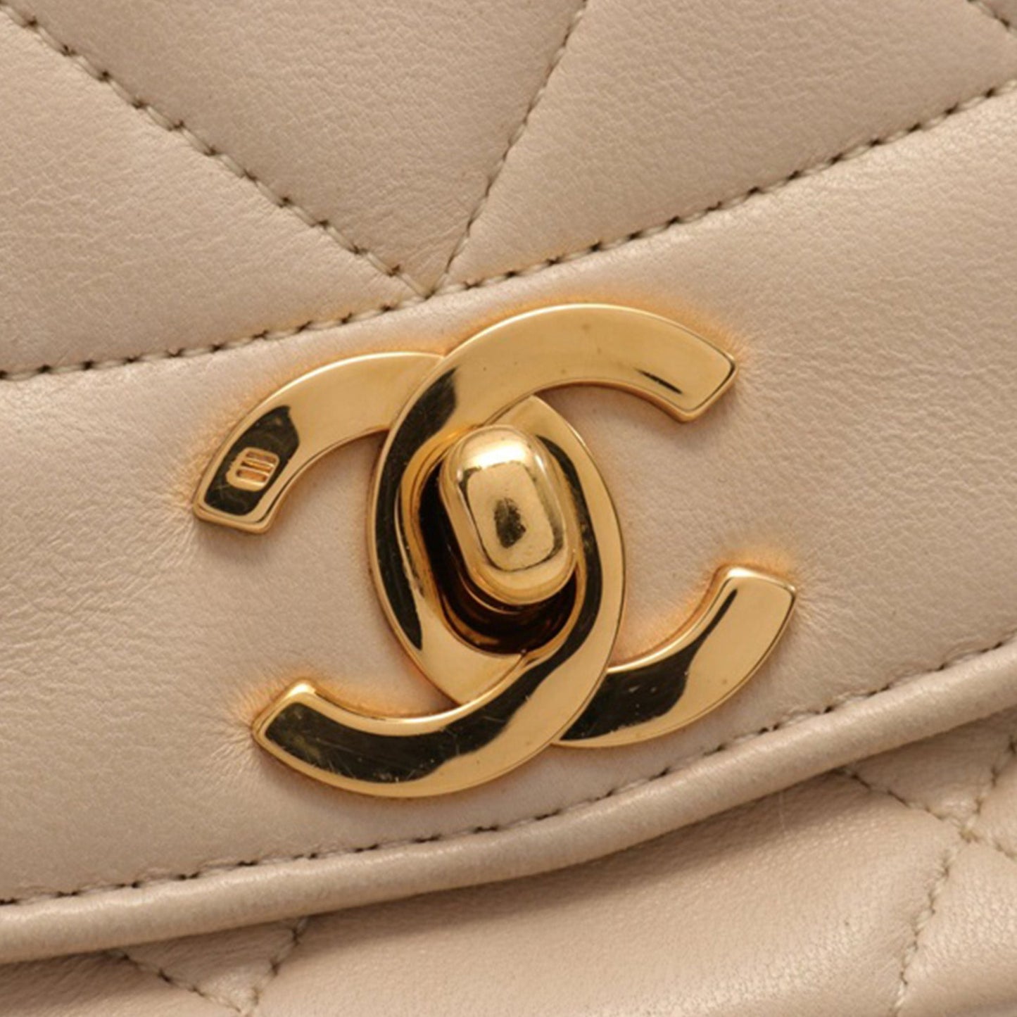 Beige Chanel Medium Lambskin Diana Flap Crossbody Bag