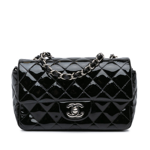 Black Chanel Mini Rectangular Classic Patent Single Flap Crossbody Bag