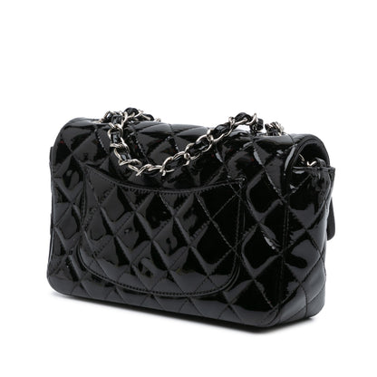 Black Chanel Mini Rectangular Classic Patent Single Flap Crossbody Bag