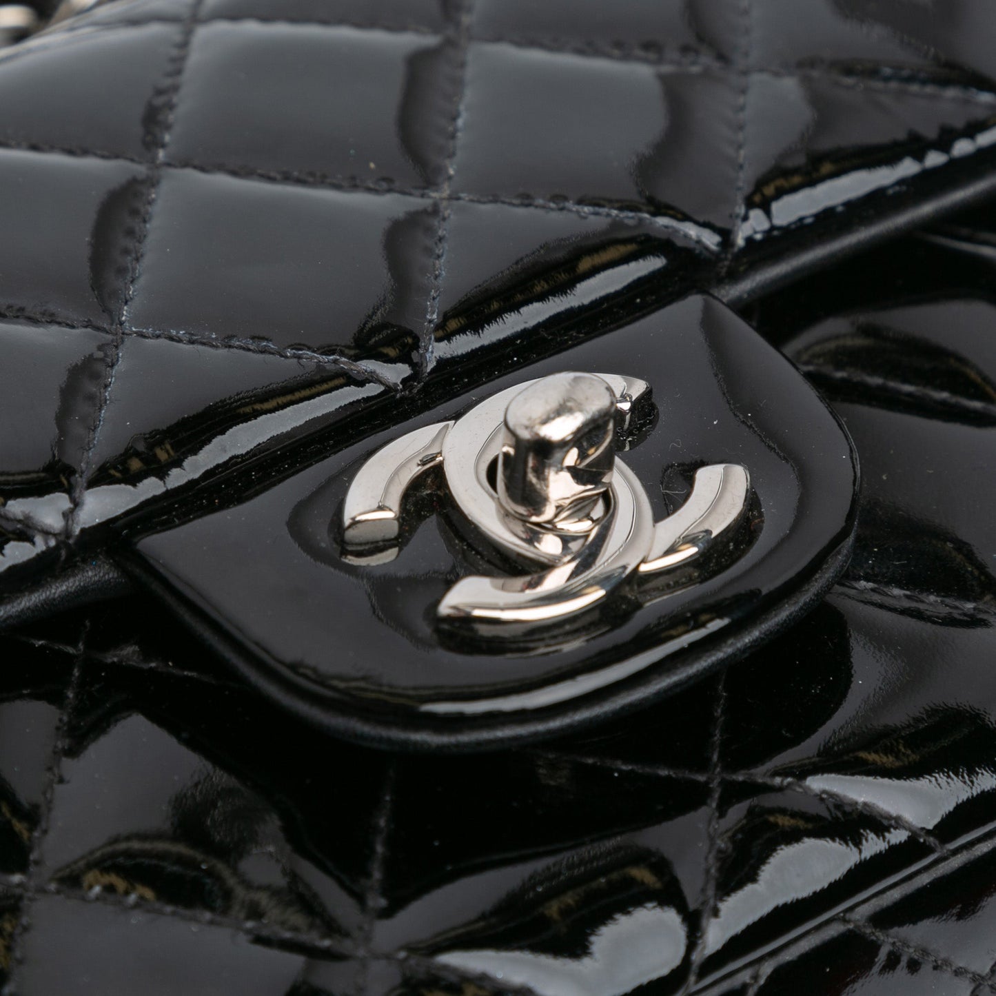Black Chanel Mini Rectangular Classic Patent Single Flap Crossbody Bag