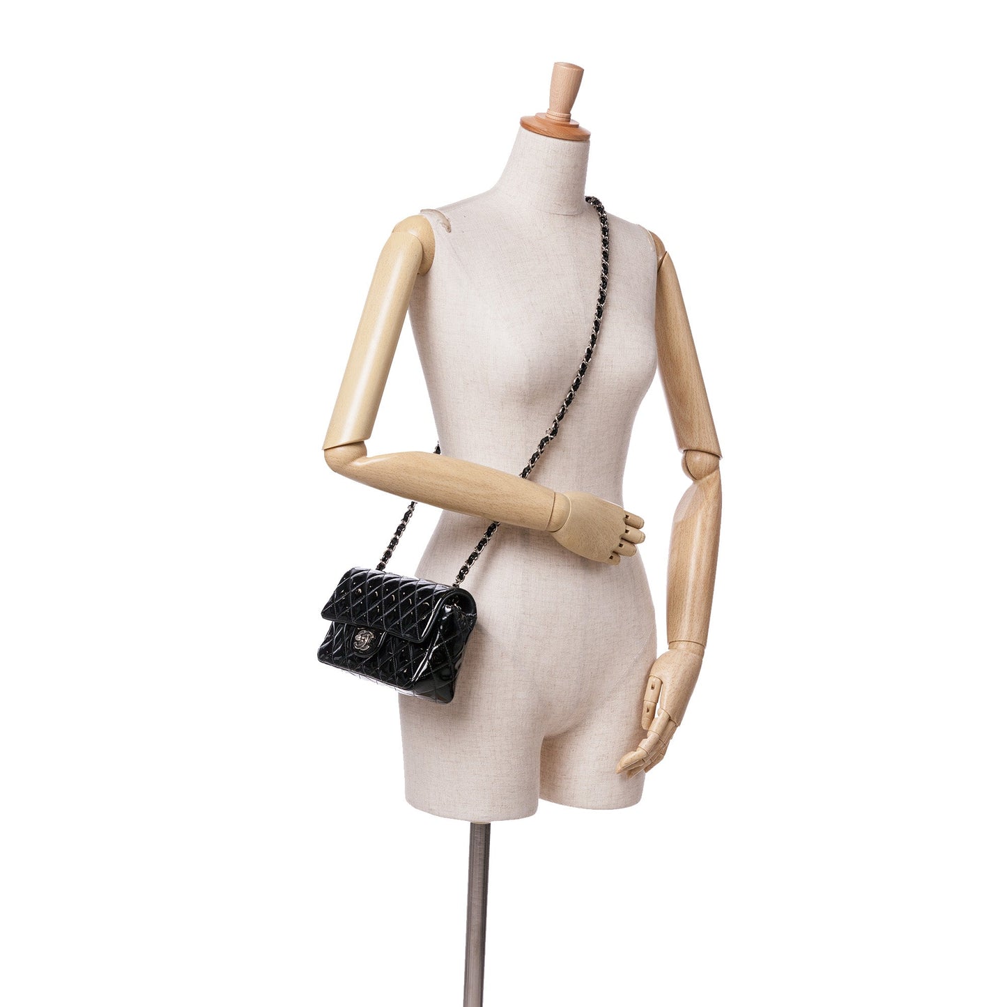 Black Chanel Mini Rectangular Classic Patent Single Flap Crossbody Bag