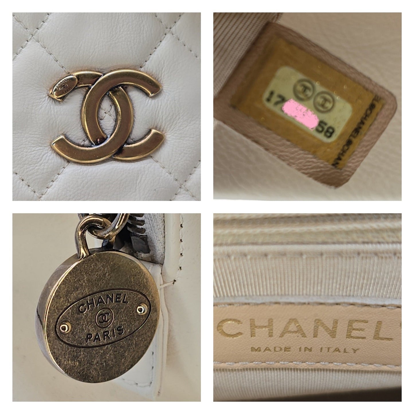 Chanel Vintage Quilted Calfskin Leather Crown CC Tote
