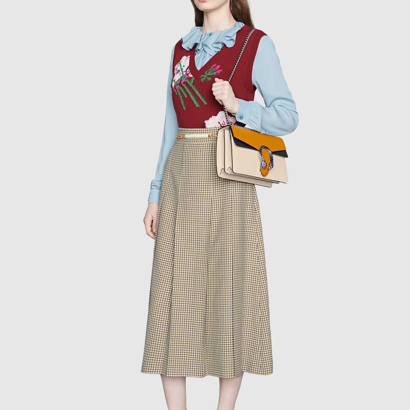 (WMNS) Gucci Dionysus Leather Single-Shoulder Bag Small Orange/Black/White 400249-18YIN-9382