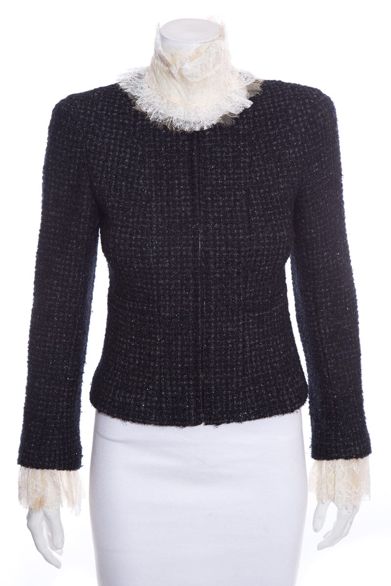 Chanel Navy Fantasy Tweed Jacket SZ 36