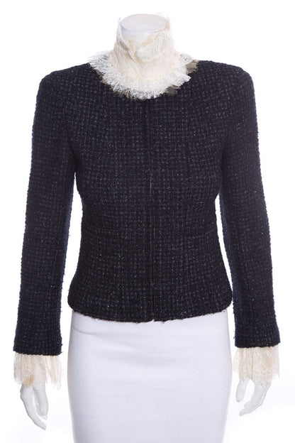 Chanel Navy Fantasy Tweed Jacket SZ 36