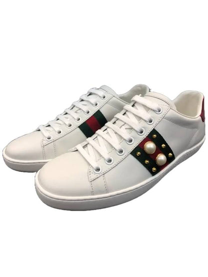 Gucci Ace Stud Leather Low Top Sneakers White