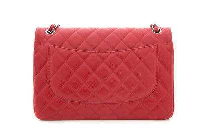 Chanel Red  Jumbo Caviar Double Flap Handbag