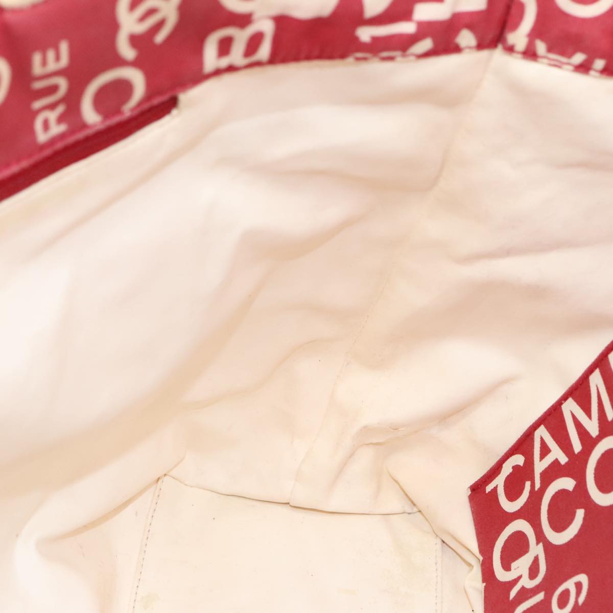 CHANEL Bysy line Tote Bag Canvas Plastic Red White Clear CC 90446