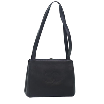 CHANEL COCO Mark Shoulder Bag Caviar Skin Black CC 90649