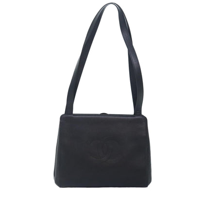 CHANEL COCO Mark Shoulder Bag Caviar Skin Black CC 90649