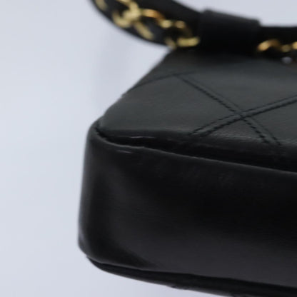 CHANEL Bicolore Chain Waist bag Leather Black Gold CC 90785A