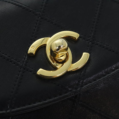 CHANEL Bicolore Chain Waist bag Leather Black Gold CC 90785A