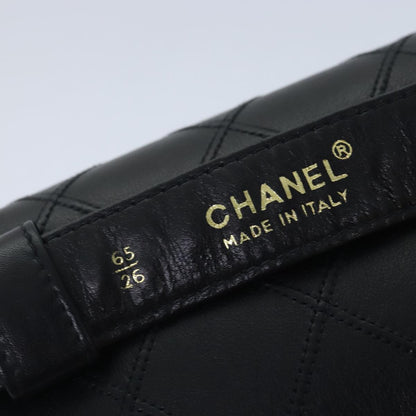 CHANEL Bicolore Chain Waist bag Leather Black Gold CC 90785A