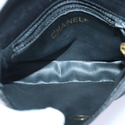 CHANEL Bicolore Chain Waist bag Leather Black Gold CC 90785A